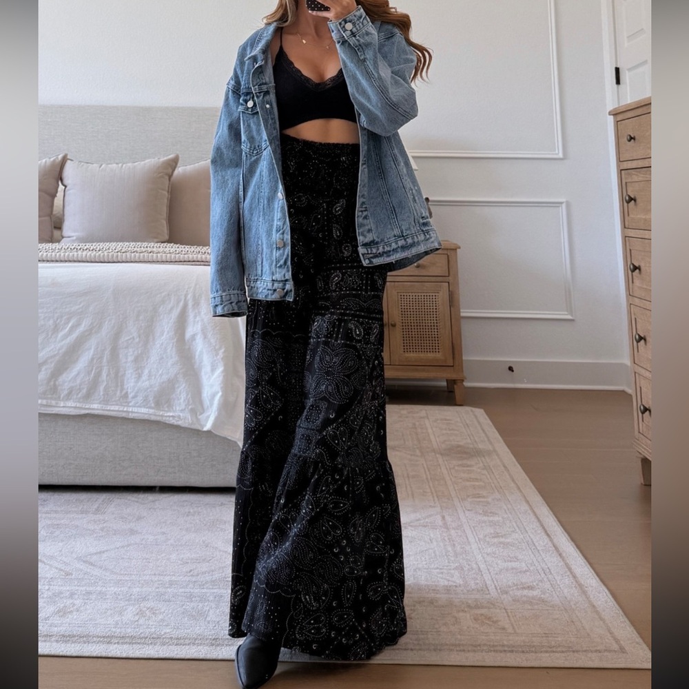 Womens Printed Wide Leg Pants